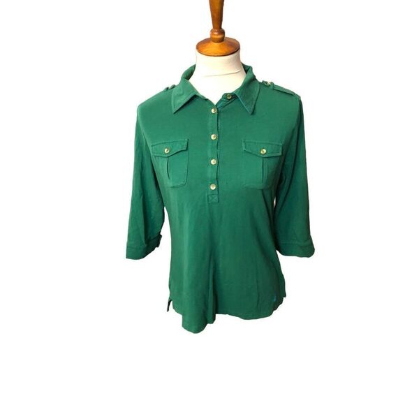 Tommy Hilfiger button crown collared with gold accent buttons size L - Picture 1 of 14